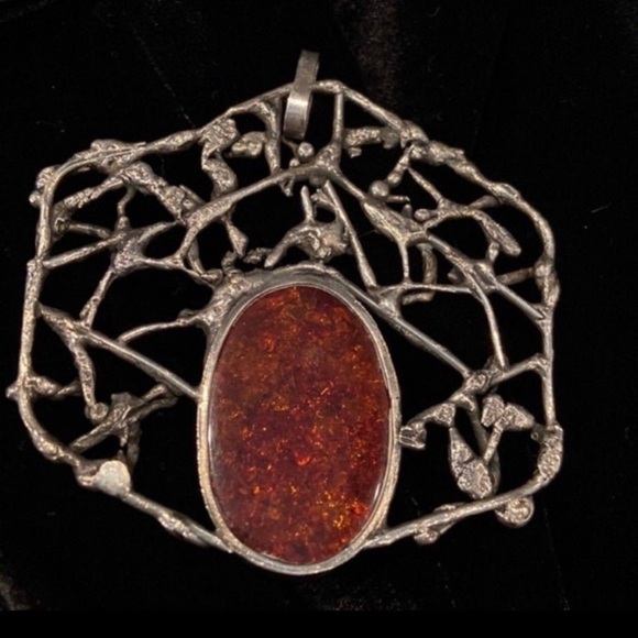 Modernest Baltic Amber Sterling Silver Pendant - Picture 4 of 8